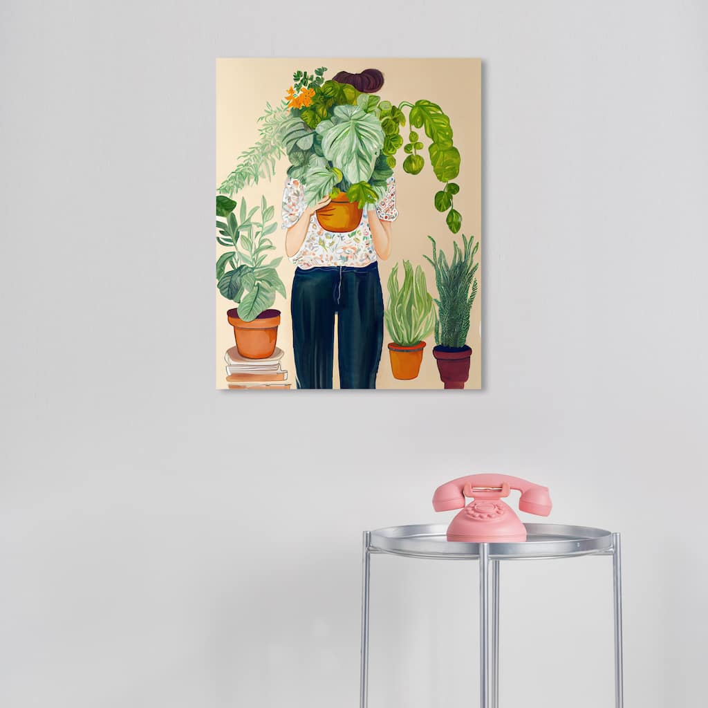 Wynwood Studio Canvas Floral and Botanical Plant Lady II Green and Tropical Wall Art Canvas Print - Green, Brown