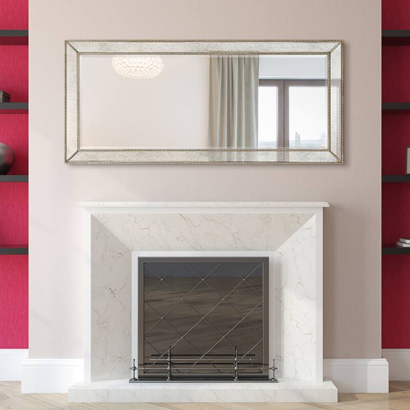 Champagne Bead Beveled Rectangular Wall Mirror - Clear