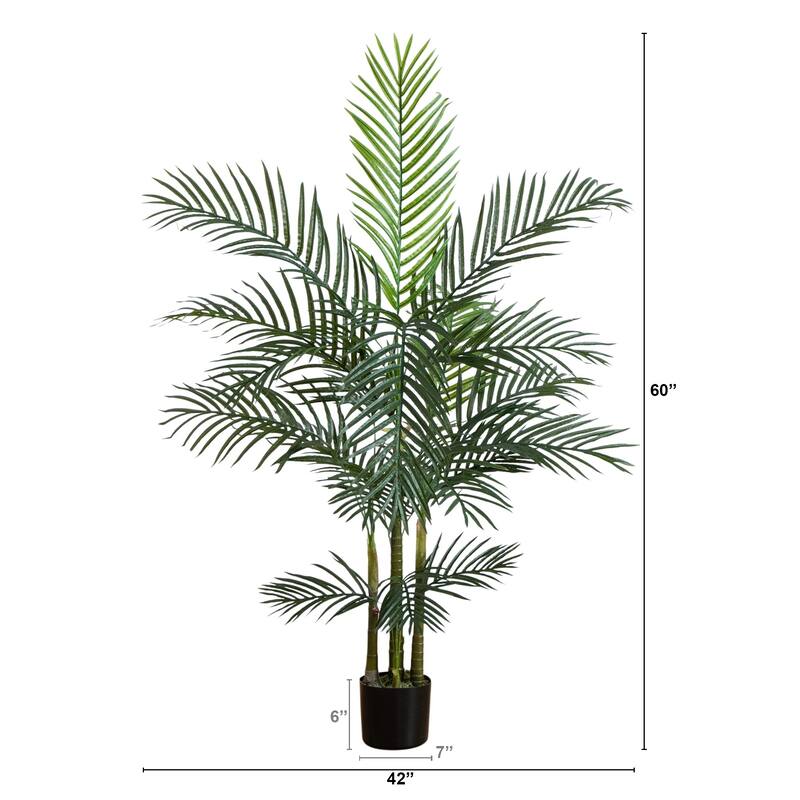 Potted Artificial Areca Palm Tree - 5' - Green