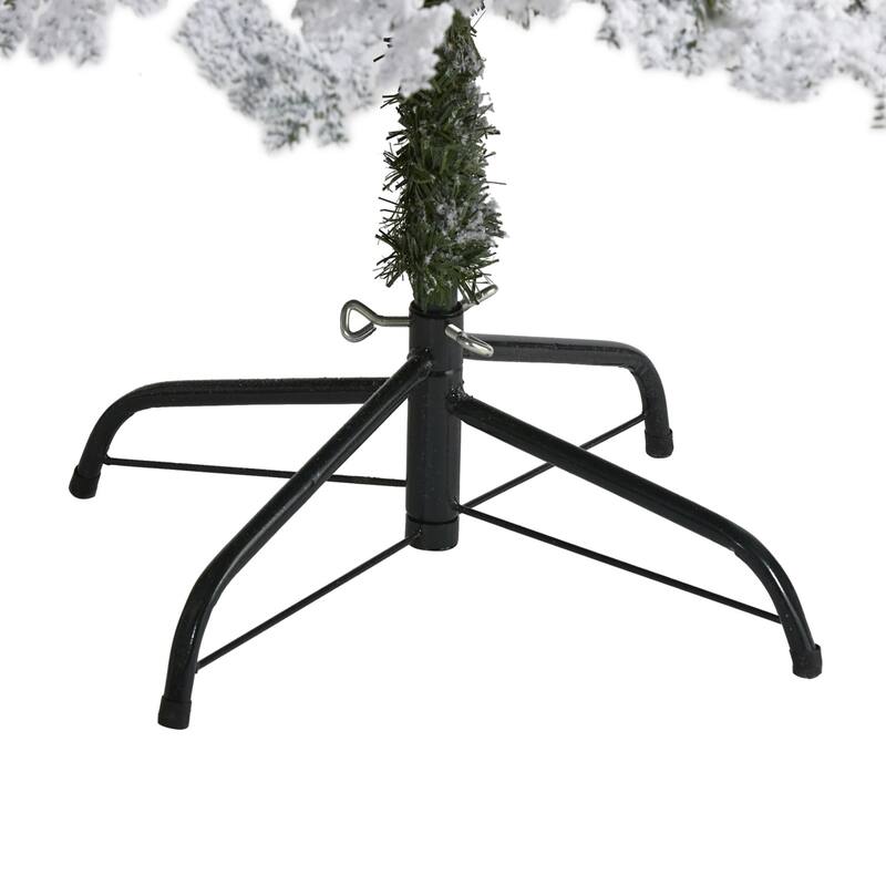 6' Pre-Lit Montana Spruce Flocked Artificial Christmas Tree, Clear LED Lights - 6 Foot