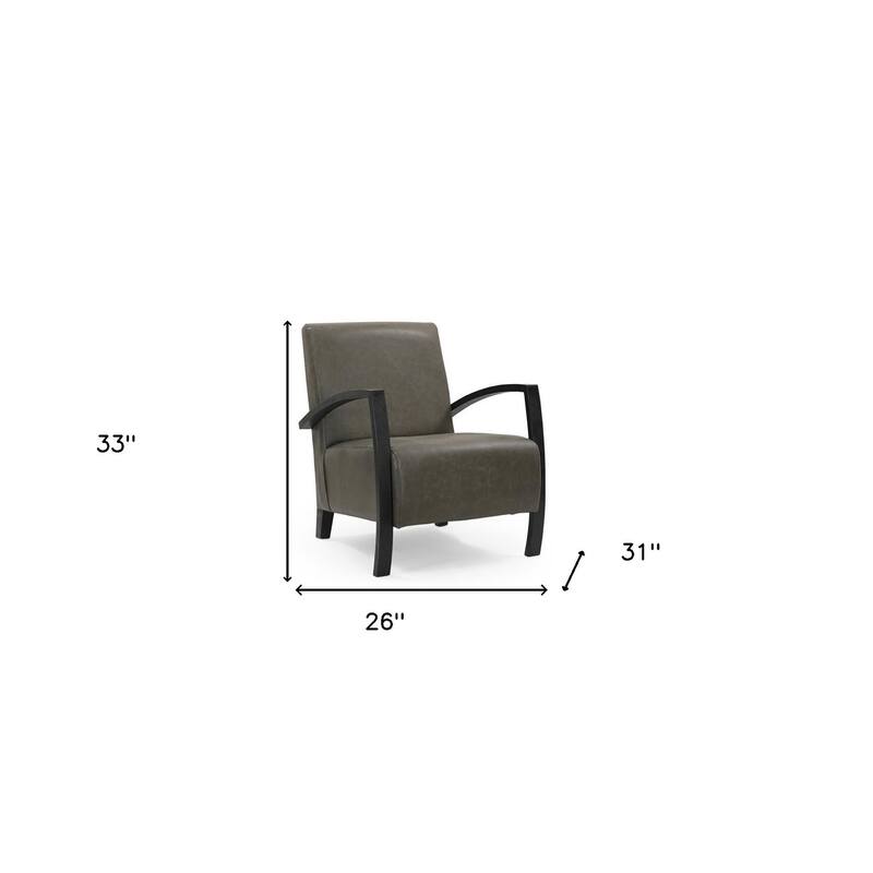 HomeRoots 26" Green And Black Top Grain Leather Arm Chair - 26' X '33' X '31