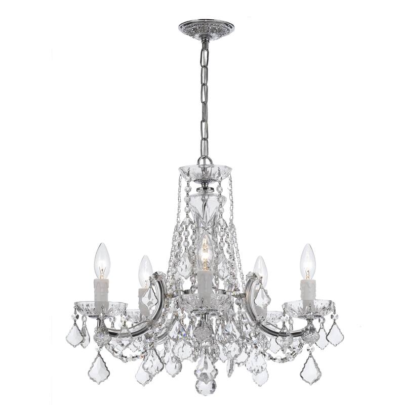 Maria Theresa 5 Light Clear Crystal Chrome Mini Chandelier - 20'' W x 19'' H