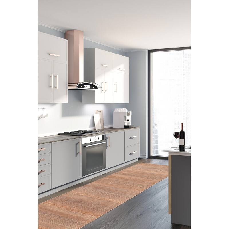 ECARPETGALLERY Hand-knotted Finest Silk Shadow Copper Silk, Wool Rug - 2'7 x 12'2