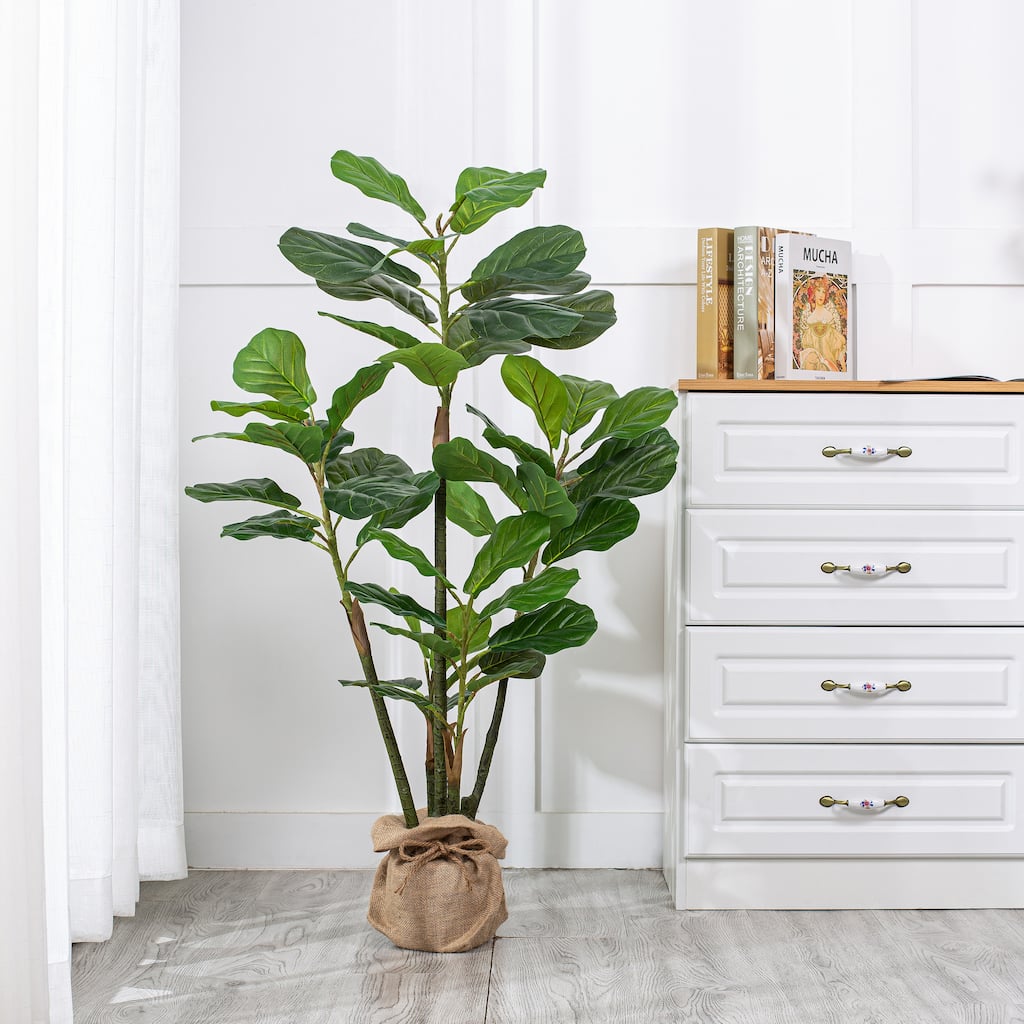 Fiddle Leaf Fig Faux Tree in Pot (Set of 2) - Green - 47.24'' H x 22.83'' W x 18.11'' D
