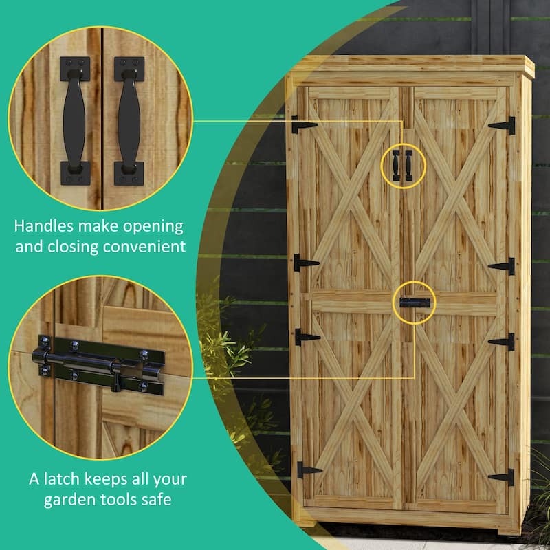 Outdoor Wooden Garden Shed w/ Waterproof Galvanized Metal Roof
