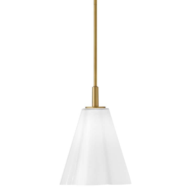 Lark 83717 Honey 1 Light 11" Wide Pendant with Cased Opal Glass Shade - Lacquered Brass