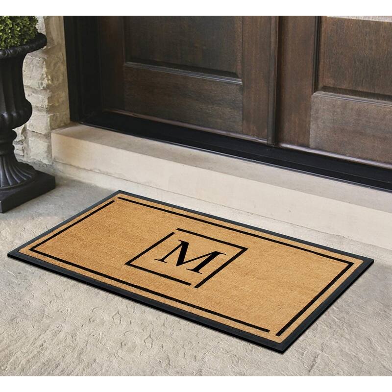 A1HC- Designer Hand-Crafted Rubber Coir Molded Double/Single Door Mat Monogrammed, Perfect and More Functional Size 24x48 Inch
