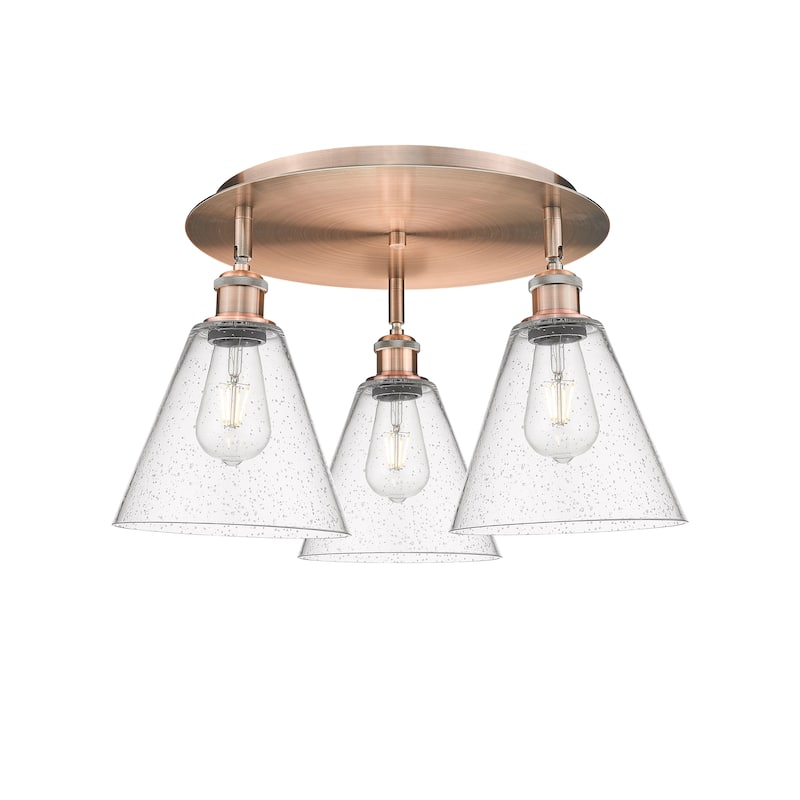 Innovations Lighting Berkshire - 3 Light 20" Flush Mount - Antique Copper/Seedy