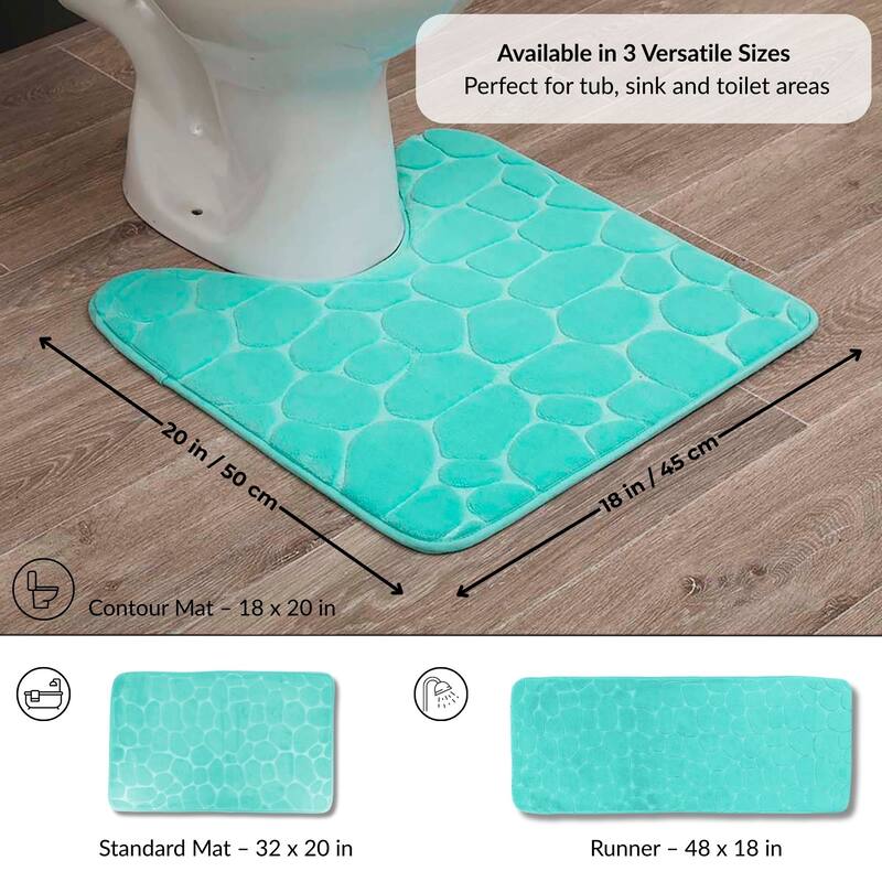 Memory Foam Contour Bath Mat Pebble Design 18x20