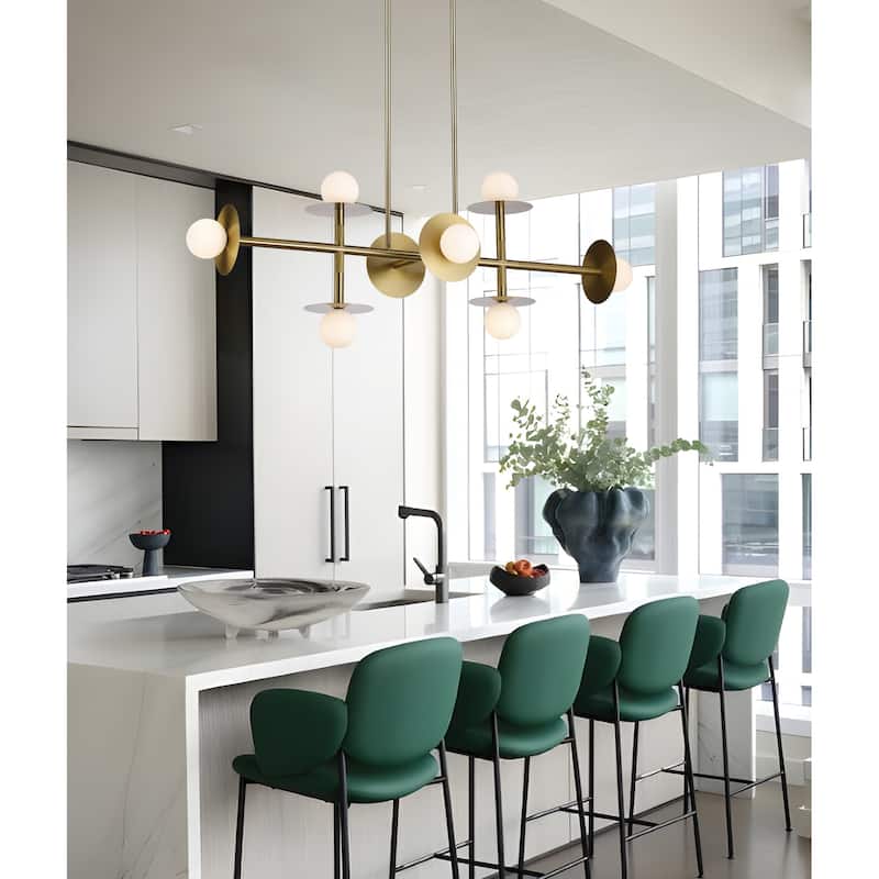 Modern 8-Light Sputnik Linear Island Chandelier