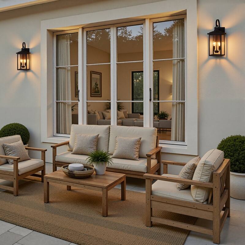 KAWOTI Traditional Dusk to Dawn Outdoor Lantern Wall Sconce - W8.25" x H19.75" x D9.5"