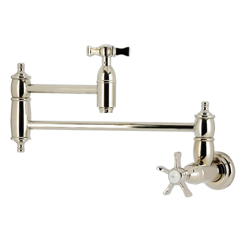 Kingston Brass Essex Double-Handle Wall-Mount Pre-Rinse Bridge Kitchen Faucet - Polished Nickel
