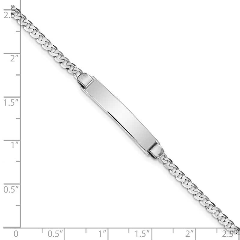 Curata 4.5mm 14k White Gold Engravable Flat Curb Link ID Bracelet