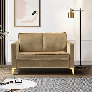 Modern Square Arms Loveseat Sofa Velvet Upholstery Loveseat, Living ...