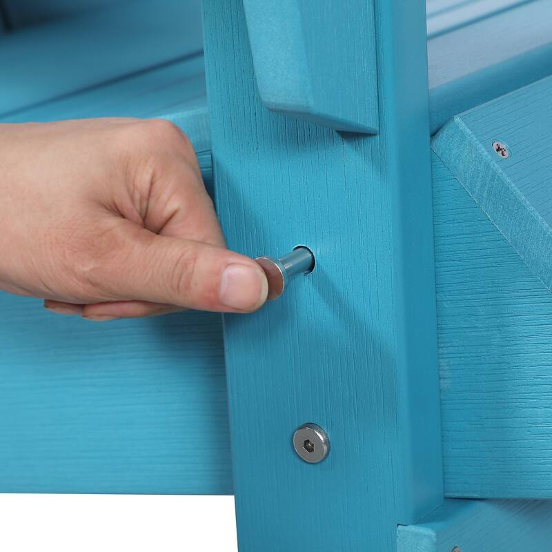 Hurley Folding Poly Plastic Adirondack Chair with Pull-out Ottoman