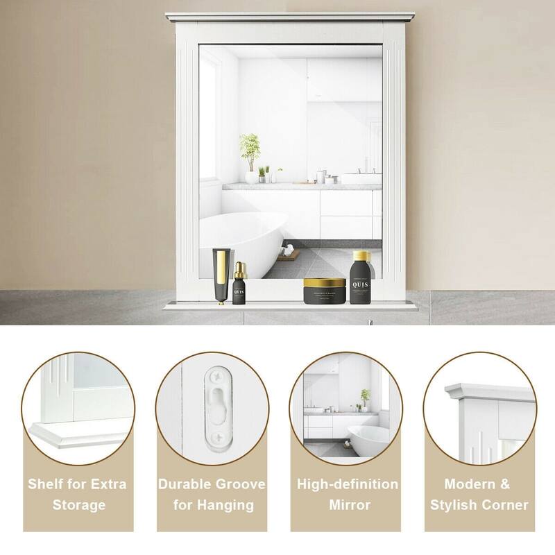 Bathroom Wall Mirror with Shelf Vanity Makeup Mirror - 22.5" x 5" x 27" ( L x W x H)