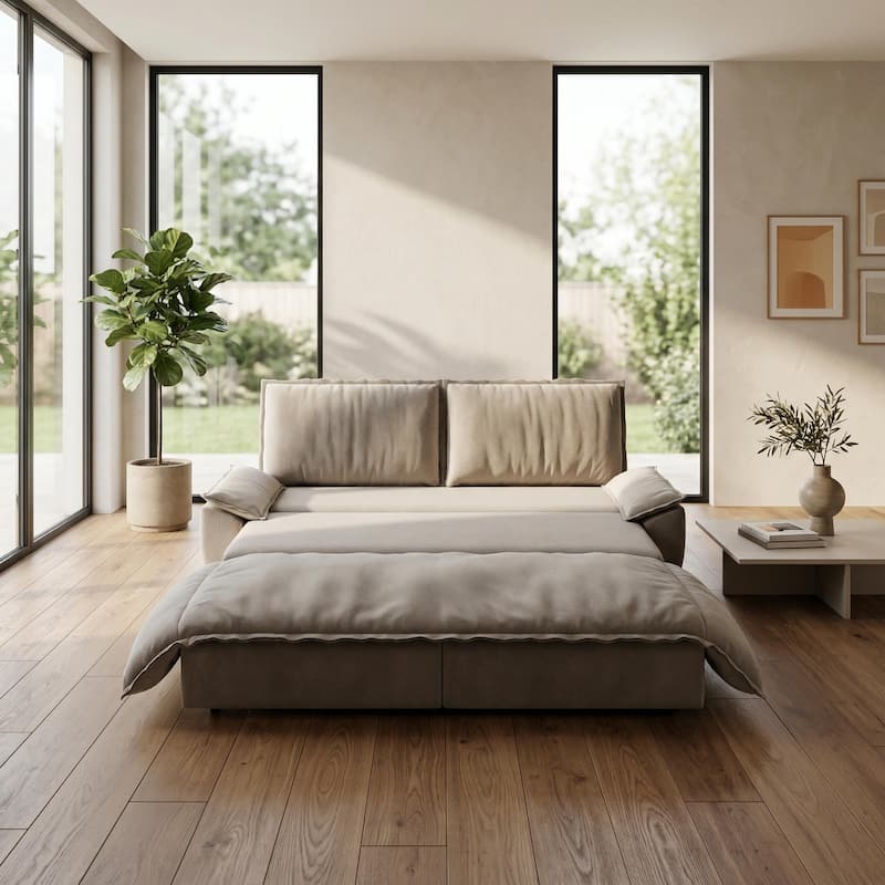 Homy Casa 72'' Queen Pull Out Sofa Bed, 3-in-1 Corduroy Sleeper Couch