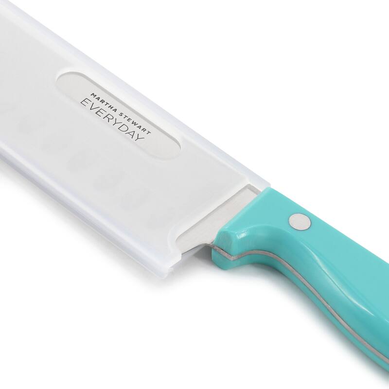 Martha Stewart Everyday Keswick 2 Piece Santoku Knife and Sheath Set in Teal