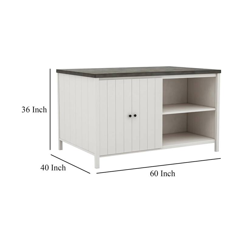Begr Counter Height Kitchen Island Table, 60 Inch, White, Gray