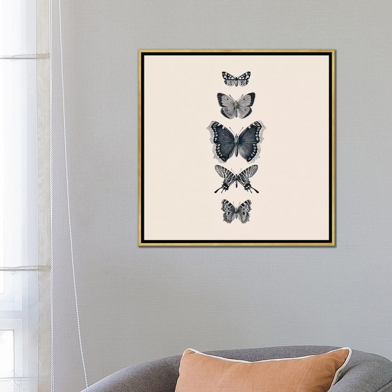iCanvas "Inked Butterflies Beige Square" by Monika Strigel Framed Canvas Print