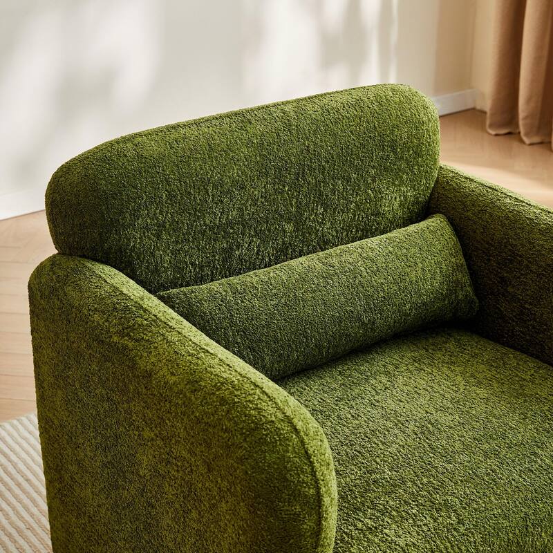 Accent Chair, Curved Back Single Armchair, Plush Upholstered