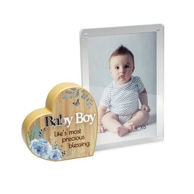 Heart With Text And Clear Photo Frame- Baby Boy Photo Frame