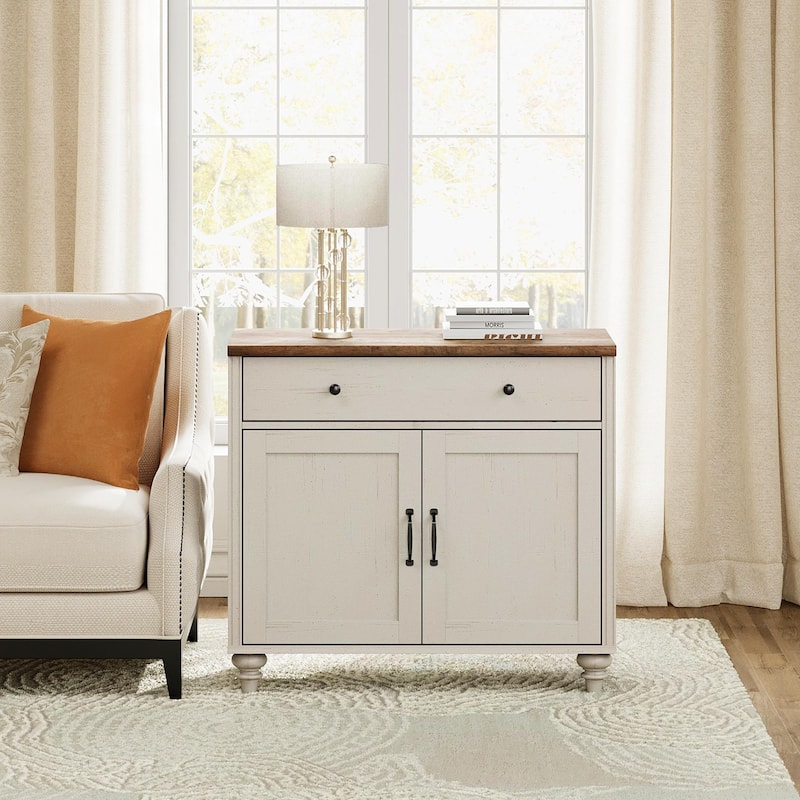 Farmhouse TV Stand for 75 inch TV, TV Console with Storage