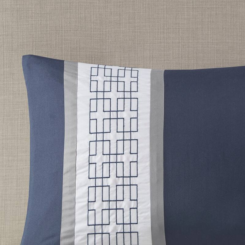510 Design Kingwood Navy/ White 8 Piece Embroidered Comforter Set