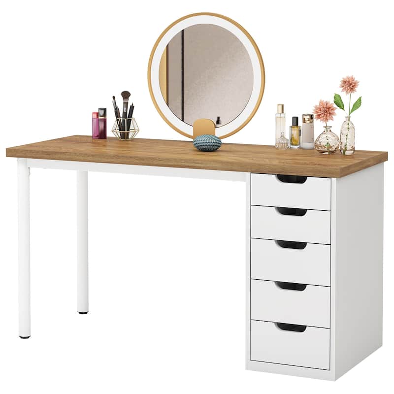 47 inches Vanity Desk with 5 Drawers, Modern Makeup Desk