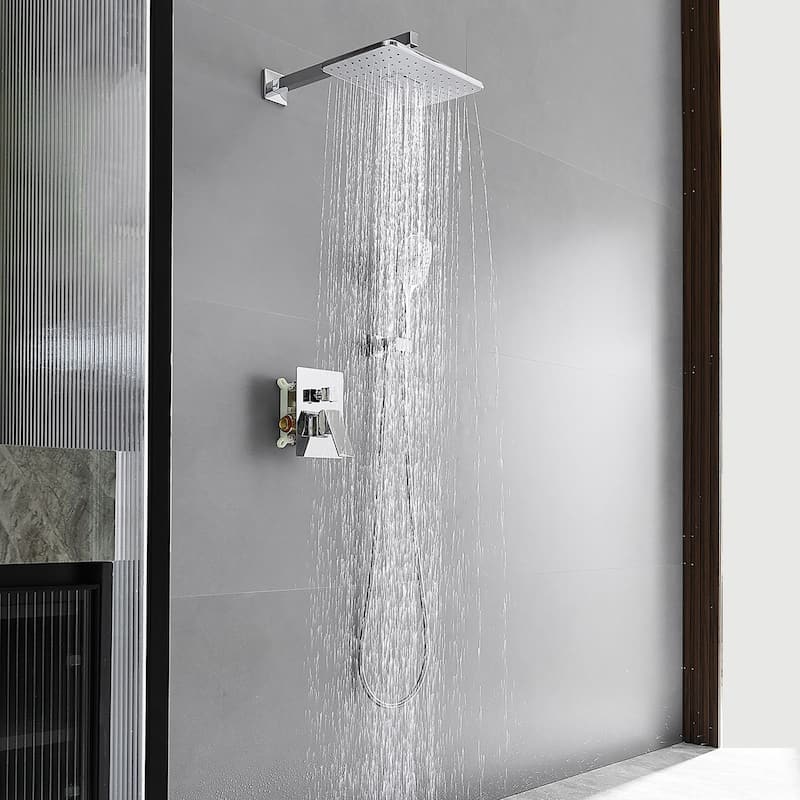 WIZ Single Handle Wall Mount Shower Head with Hand Shower Faucet