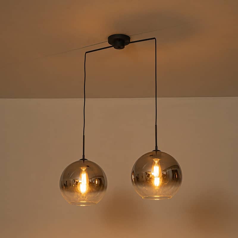 Minimalist Modern 2-Light Hand-blown Gradient Mirror Glass Pendant - 32.3 in