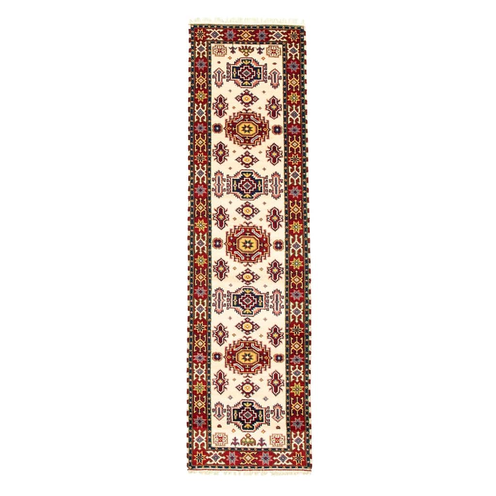 ECARPETGALLERY Hand-knotted Royal Kazak Cream Wool Rug - 2'8 x 10'11