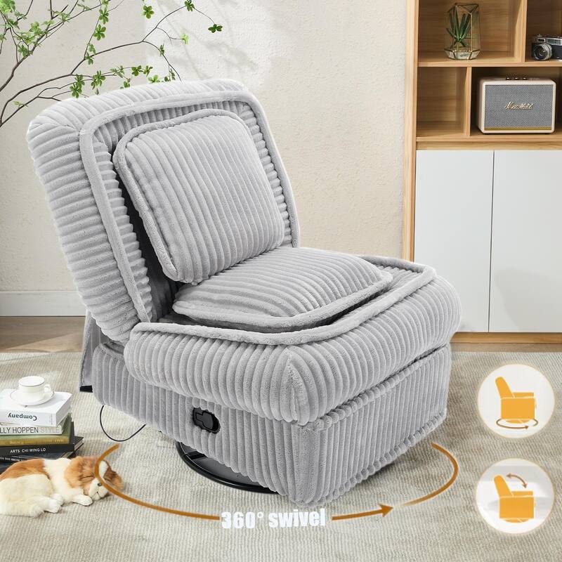 360° Swivel Rocking Single Sofa,Recliner Sofa, Manual Glider Rocking Armless Chair,Living Room Office