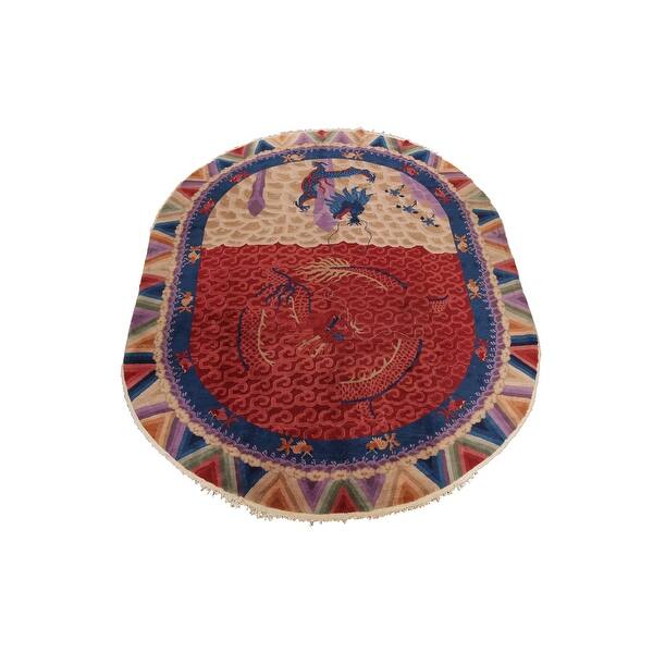 slide 2 of 16, Antique Vegetable Dye Art Deco Chinese Oriental Wool Area Rug Handmade - 9'0" x 11'2"