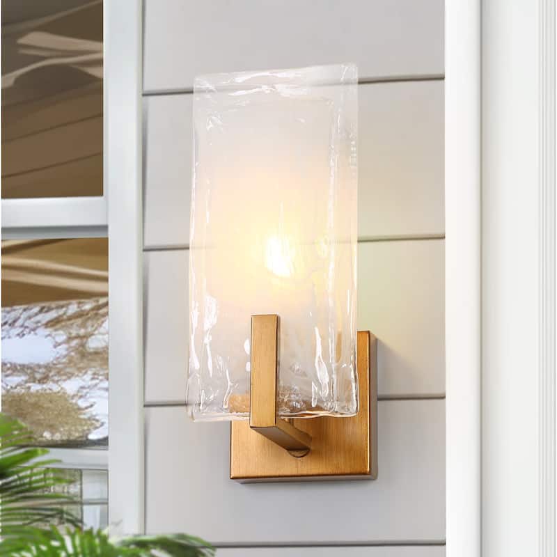 Modern Gold 1-Light Handcrafted Glass Wall Sconce Art Deco Vanity Light - Antique Brushed Gold - W5" x H11.8" x D4.7"