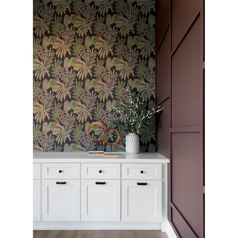 A-Street Prints Alocasia Burgundy Tropical Foliage Wallpaper