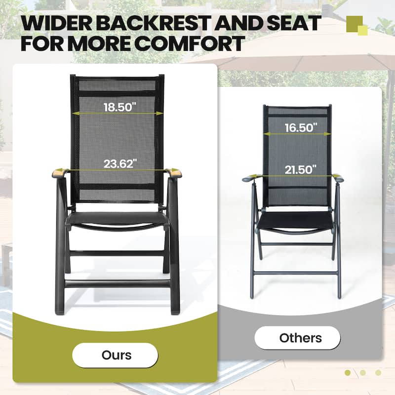 7-Piece Set Outdoor Patio Extendable Aluminum Dining Table with Foldable Dining Chairs