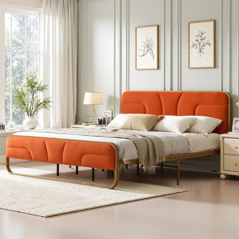 Modern Velvet Platform Bed