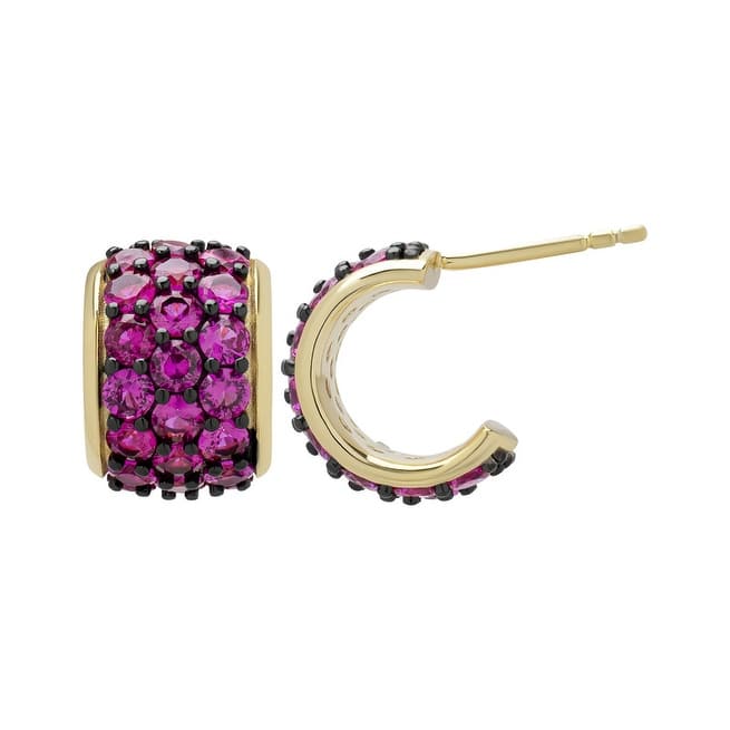 Victoria Townsend Gold over Sterling Silver Ruby Huggie Hoop Earrings