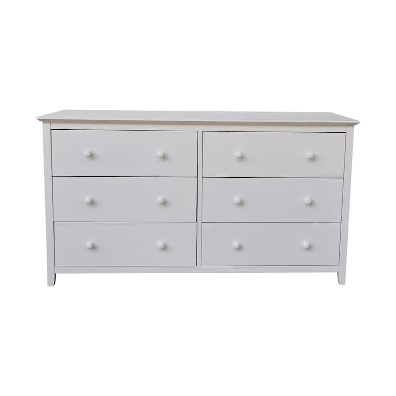 International Concepts Solid Wood Bedroom Dresser - White - 6-drawer