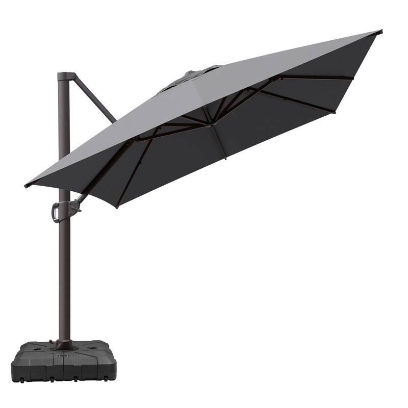 VredHom 10X13 FT Patio Outdoor Cantilever-Offset Umbrella with Base Stand - Dark Grey
