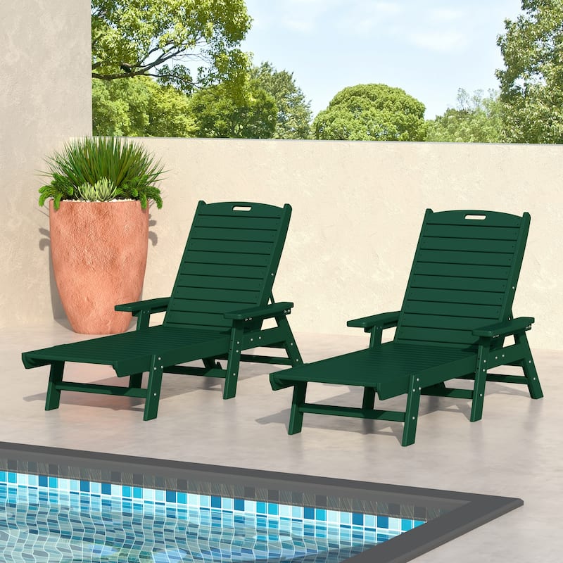 Laguna Hdpe All Weather Outdoor Patio Pool Reclining Chaise Lounge (Set Of 2)