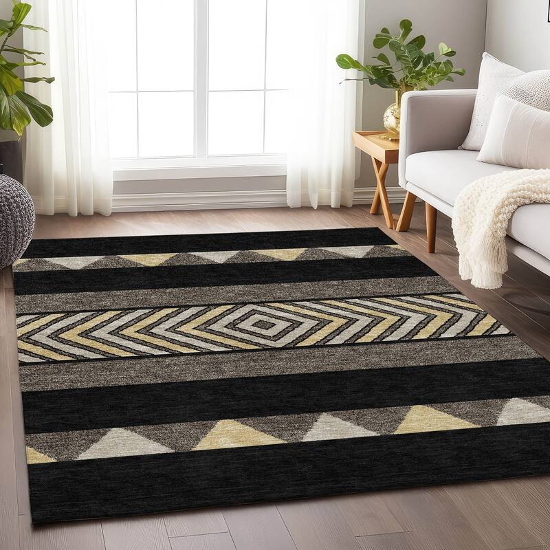 Premium Washable Super Soft Southwest Ombre Mayfield Rug - Black - 2'6" x 3'10"