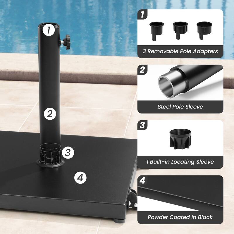 Patio Outdoor Market Umbrella Holder Base 40/55 Pound Square Stand for Pole Umbrella