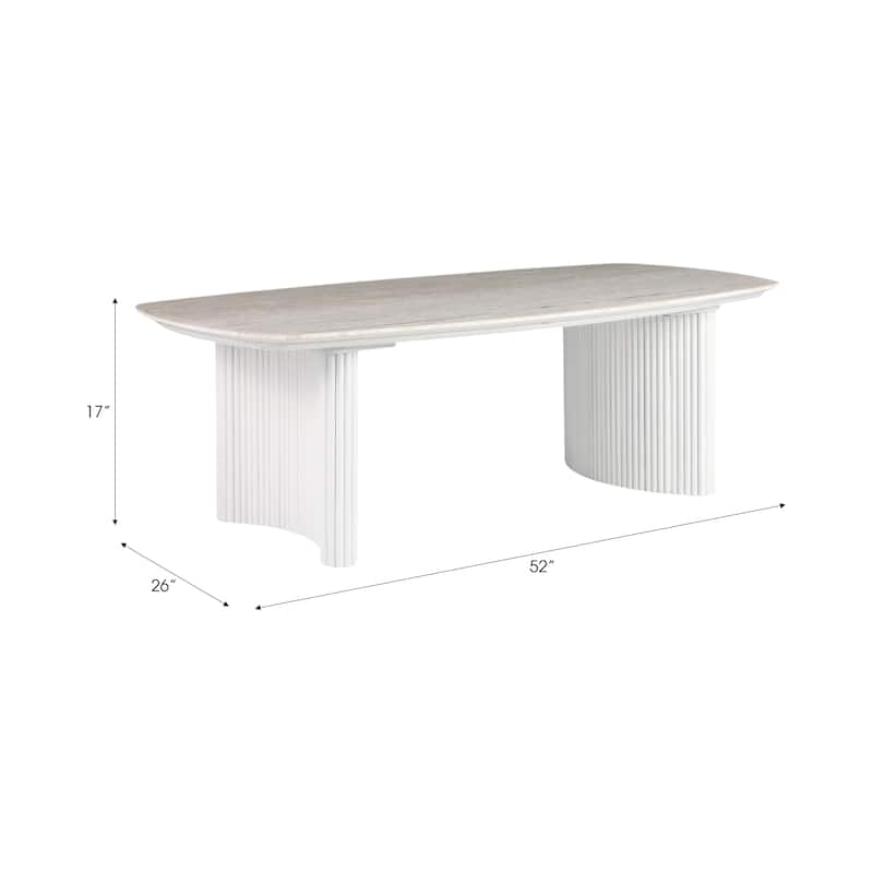 Wood Accent Table Fluted Base Curved Legs Modern Design Sculpted Frame