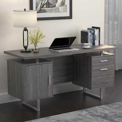 GDFStudio - Marcus Floating Top Modern Office Desk with Storage and Sleek Contemporary Style