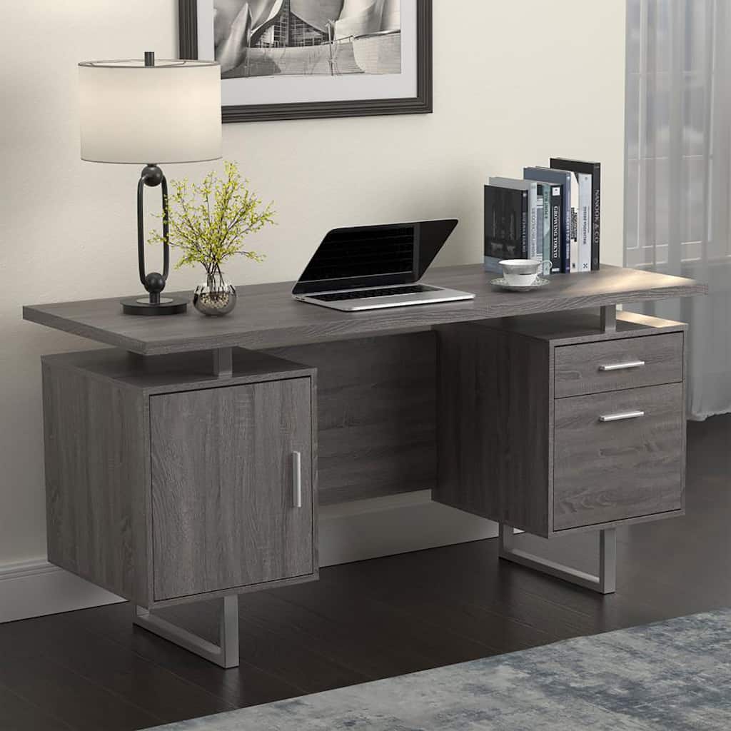 GDFStudio - Marcus Floating Top Modern Office Desk with Storage and Sleek Contemporary Style