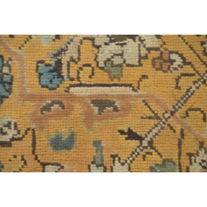 Hand Knotted Oriental 100% Wool Carpet Traditional All-Over Yellow & Gold Tabriz Area Rug - 9' 9'' X 6' 9''