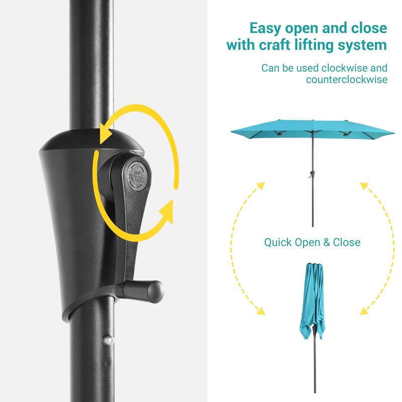 BONOSUKI 10 x 6.5Ft Double-Sided Patio Umbrella with Large Canopy Outdoor Table Umbrella for Garden and pool, Anthracite Gray