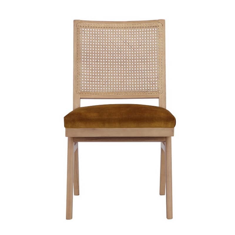 Brown/Gold Fabric Upholstered Wood Frame Dining Chair, Set of 2, Sturdy Dining Chair for Dining Rooms - 22.75
